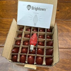 New Red C7 LED Faceted Replacement Christmas Bulb Light E12 Base 120V Box of 25